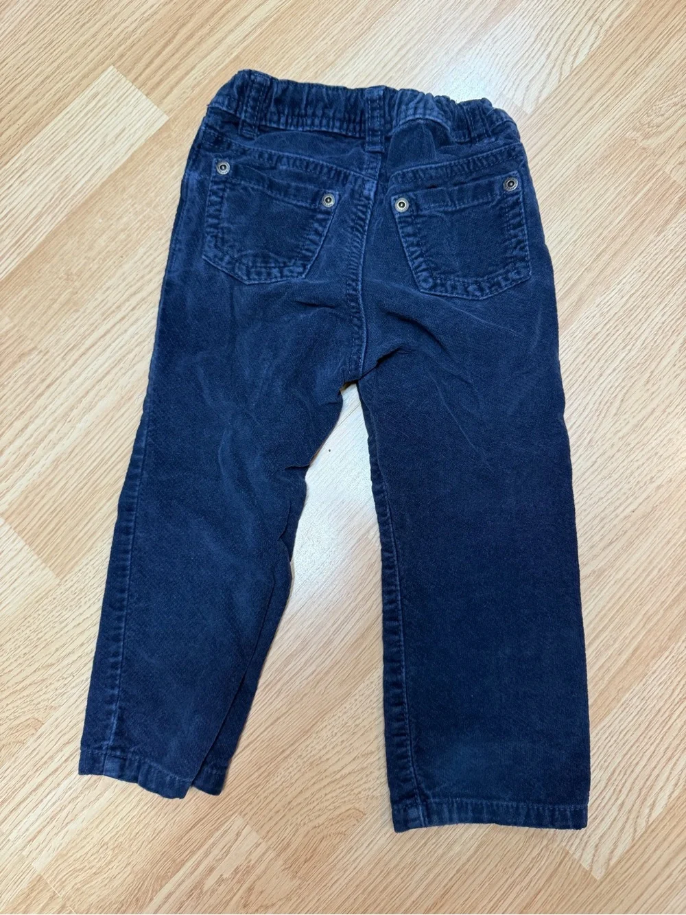 Old Navy Girls 2T Navy Blue Velour Floral Embroidered Pants Straight Leg Stretch